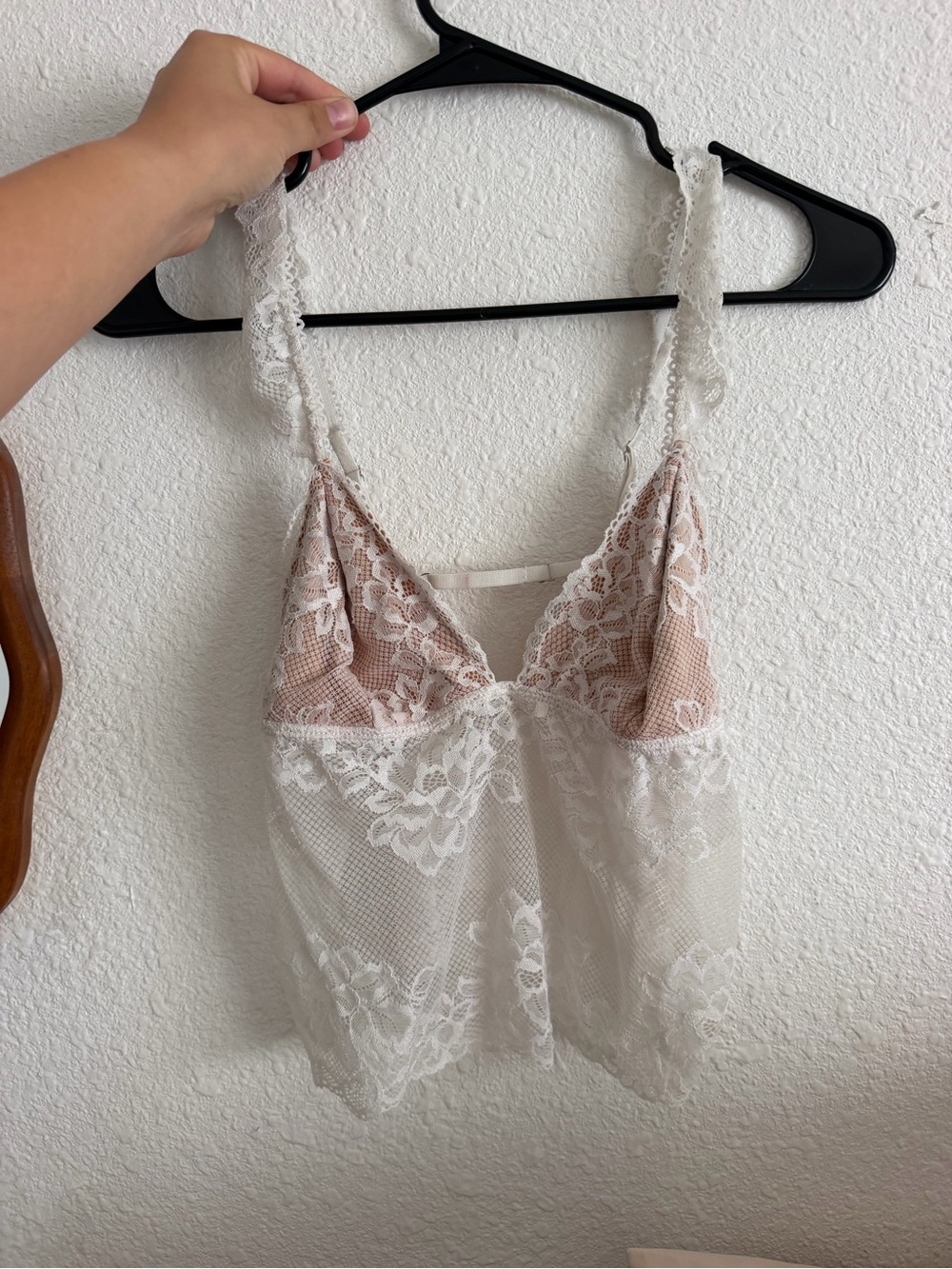Edikted Ivory Lace Camisole with Blush Cups